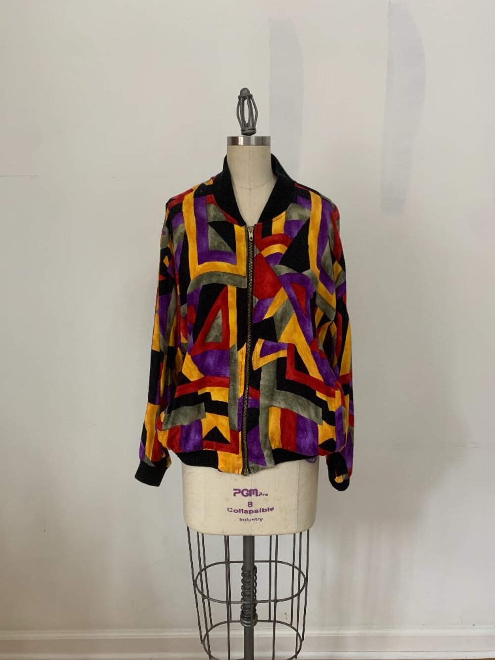 VTG Stuart Alan Geometric Bomber Jacket Made in USA Memphis Style 80s 90s L